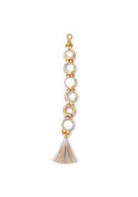 Chic N Style Multicolour Mirror Paranda with Floral Embellishments Bohemian Ethnic Style Decorative Tassel