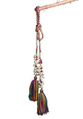 Handcrafted Boho Paranda Hair Accessory Multicolour Tassels with Cowrie Shells and Beads