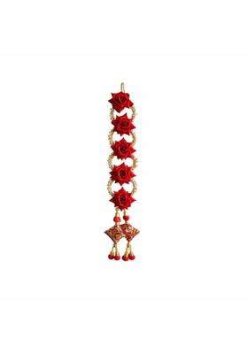Bridal Flower Rose Paranda Red Rose Hair Accessory with Golden Accents and Tassels Chic N Style
