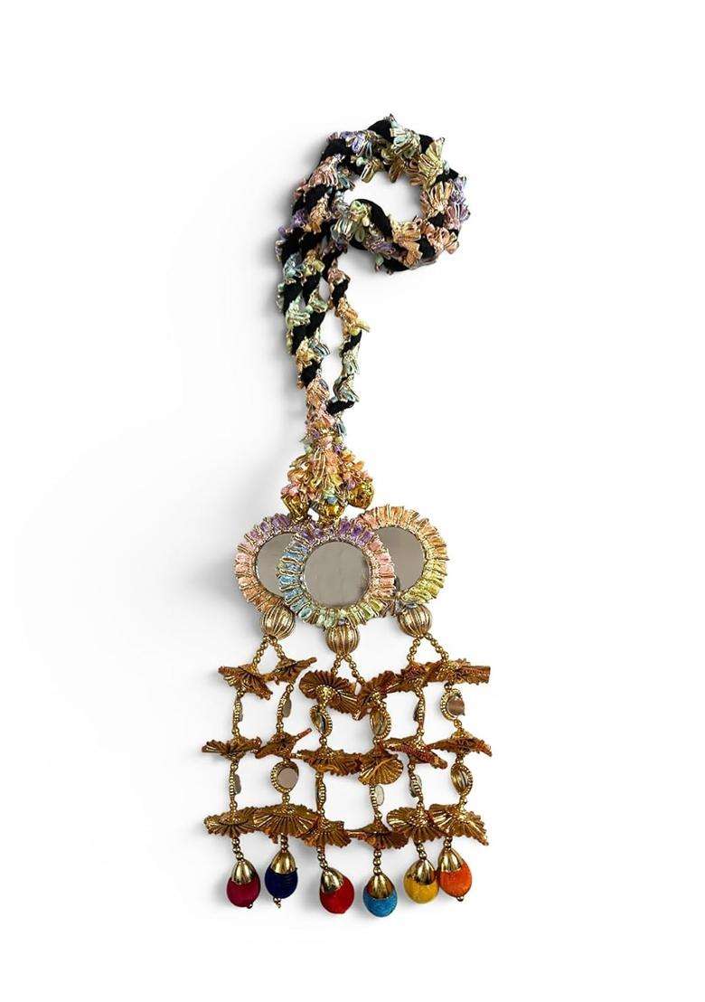 VTN Multicolor Handmade Punjabi Parandi Paranda Traditional Braid and Hair Extension with Mirror and Hangings - Indya