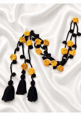 Handmade Crochet Flower Braid Paranda for Women 70CM Plus Surprise Gift Yellow and Black