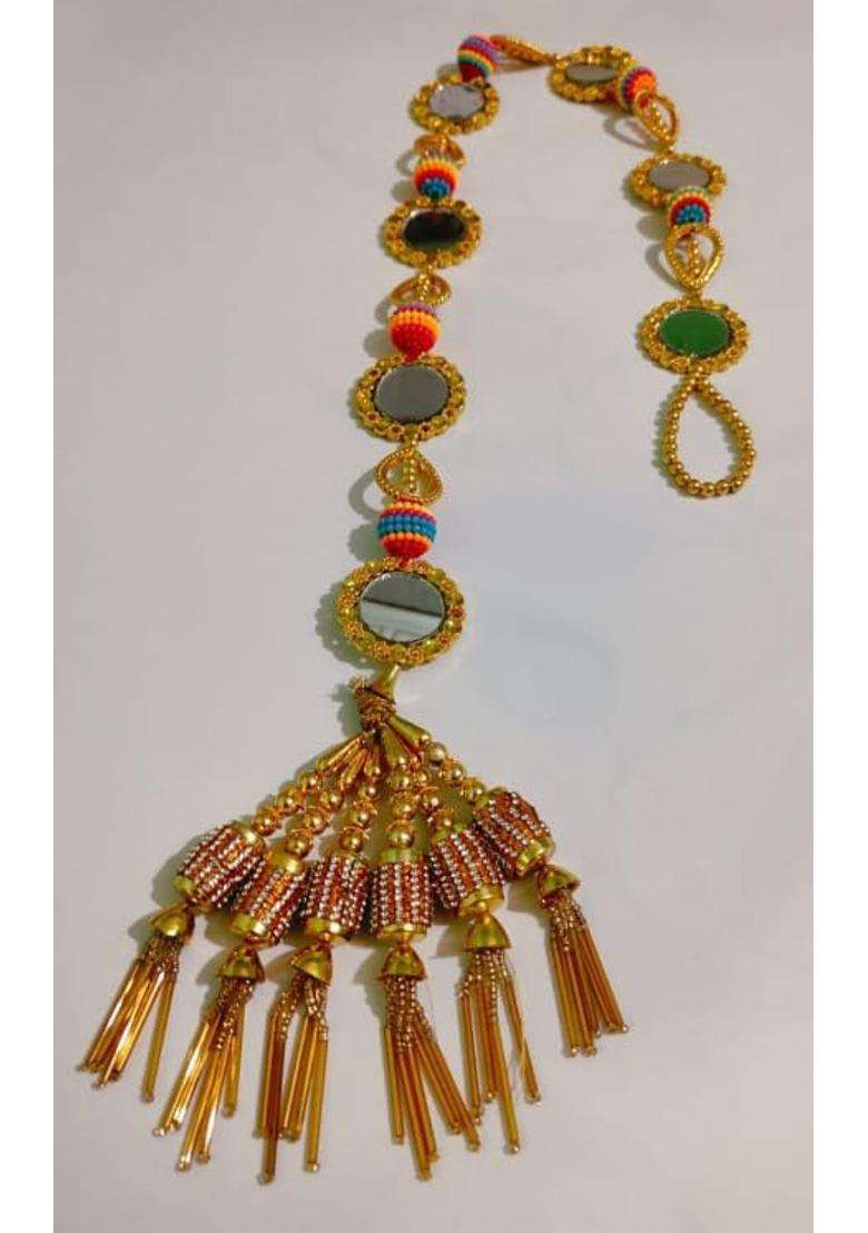 Womens Patiala Shahi Parandi Paranda Traditional Braid Extension Punjabi Choti with Mirror and Tassles Hair - Indya