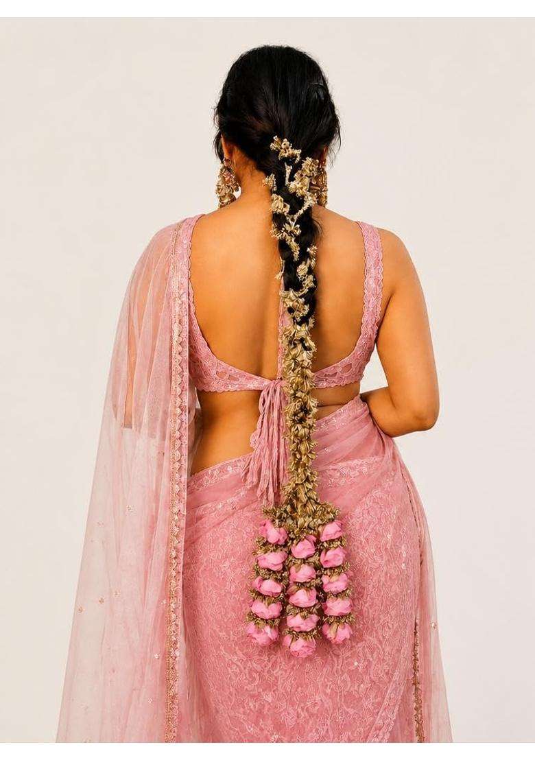 H Style Store Heavy Rose Design Paranda Parandi Braid Tassles Hair Accessory for Women and Girls Hair - Indya