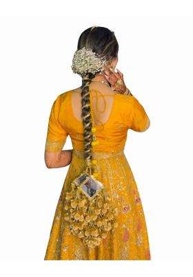Evaanuhub Heavy Design Parandi with Golden Hair Extension Braid Tassles Patiala Shahi Paranda Jadai Billai