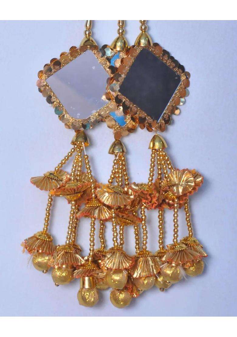 Evaanuhub Heavy Design Parandi with Golden Hair Extension Braid Tassles Patiala Shahi Paranda Jadai Billai - Indya