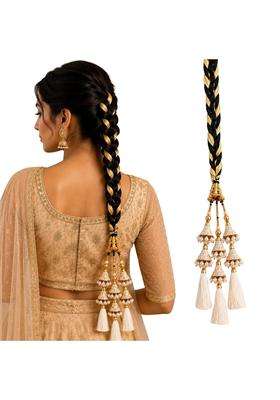 Prityka Multicolor Punjabi Bridal Paranda Braided Hair Extension with Heavy Latkan Tassels