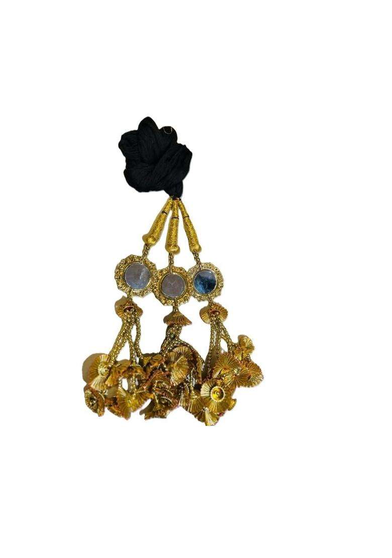 Apgenterprises Punjabi Paranda Choti Braid Tassels Hair Accessory Golden Silver Traditional Hair Pack of 2 - Indya