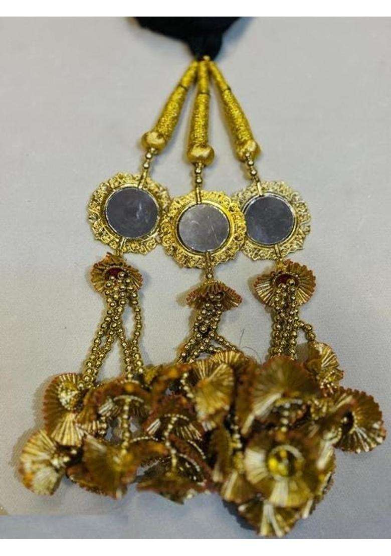 Apgenterprises Punjabi Paranda Choti Braid Tassels Hair Accessory Golden Silver Traditional Hair Pack of 2 - Indya