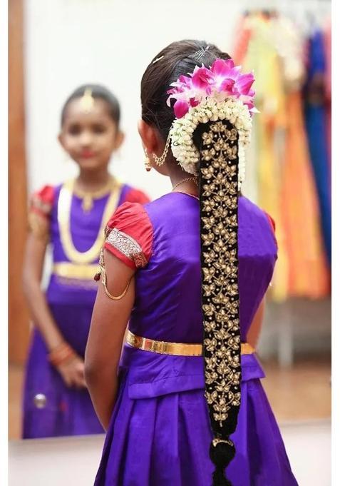 VAMA Golden Fashions Traditional Classical Maggam Work Hair Choti Pulajada Paranda Ornaments Bharatanatyam