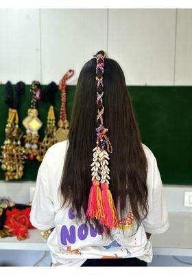 Peppy Paranda Traditional Punjabi Hair Accessory Multicolour Woolen Hair Paranda with Shells and Beads