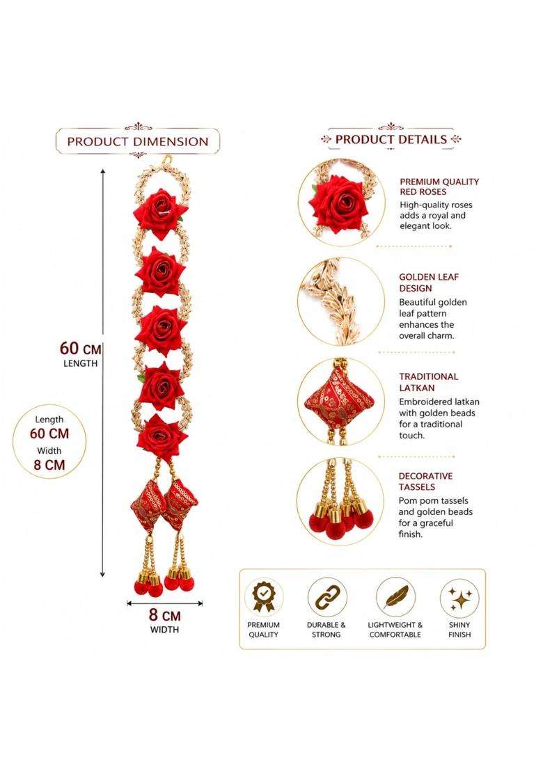 Pingaksha Innovation Handmade Traditional Bridal Hair Accessory Rose Flower Paranda for Women Pack of 2 - Indya