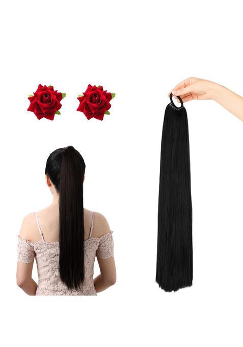 Baal Choti Combo Gives You a Long Thick Braid Instantly Comes with 2 Rose Clips for a Complete Traditional
