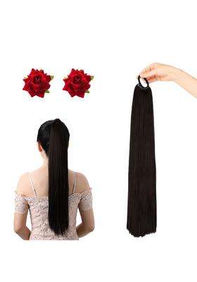 Baal Choti Combo Gives You a Long Thick Braid Instantly Comes with 2 Rose Clips for a Complete Traditional