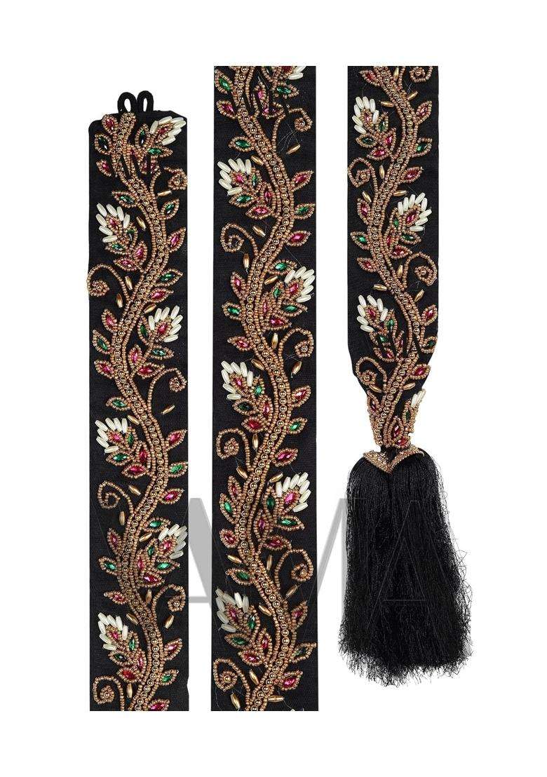 VAMA Black Thanus Craft Aari Work Jada Embroidery Bharatanatyam Savaram Paranda Billalu Gantalu Pola Jada - Indya