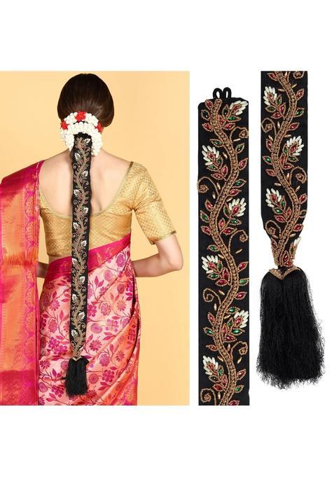 VAMA Black Thanus Craft Aari Work Jada Embroidery Bharatanatyam Savaram Paranda Billalu Gantalu Pola Jada