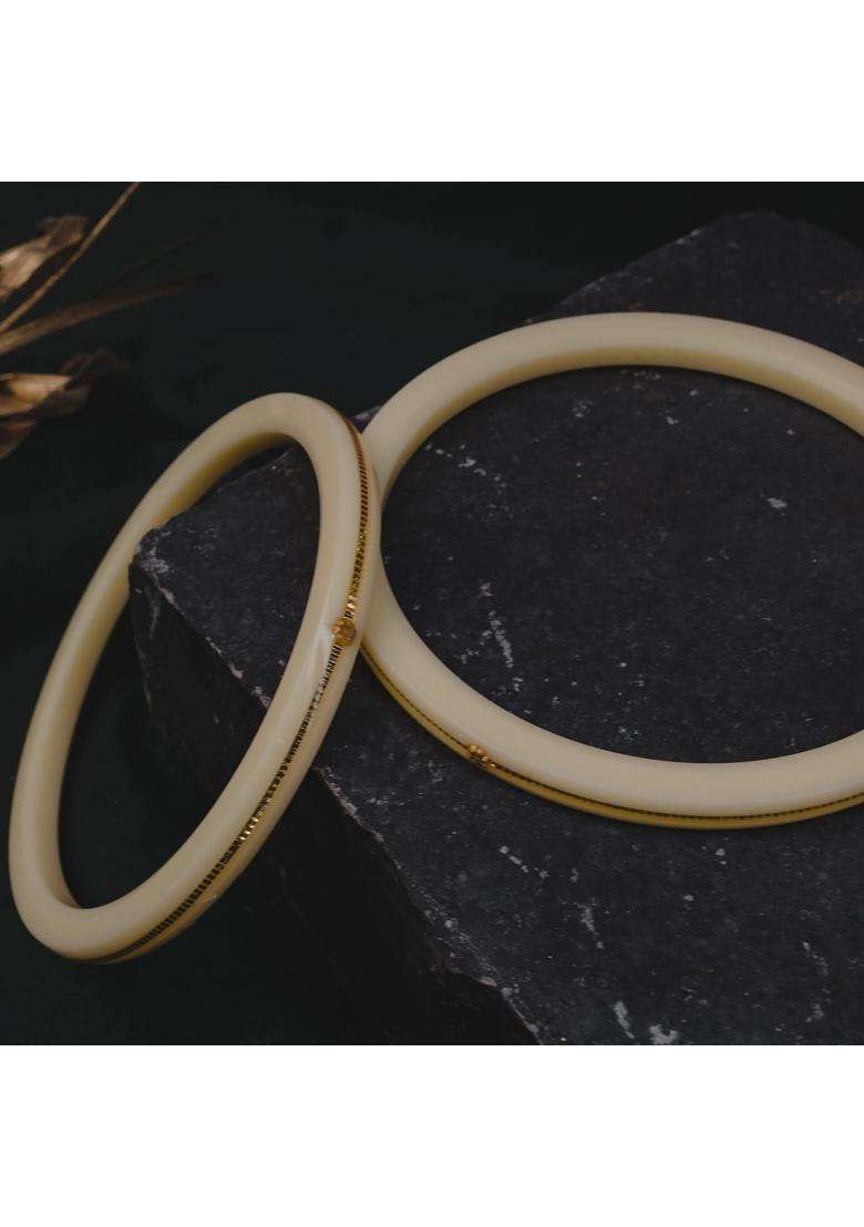 Hem Jewels by Ashok Jewellers 22KT 916 Yellow Gold Handmade Pola Bangles Wedding Chooda Churas Set of 2 - Indya