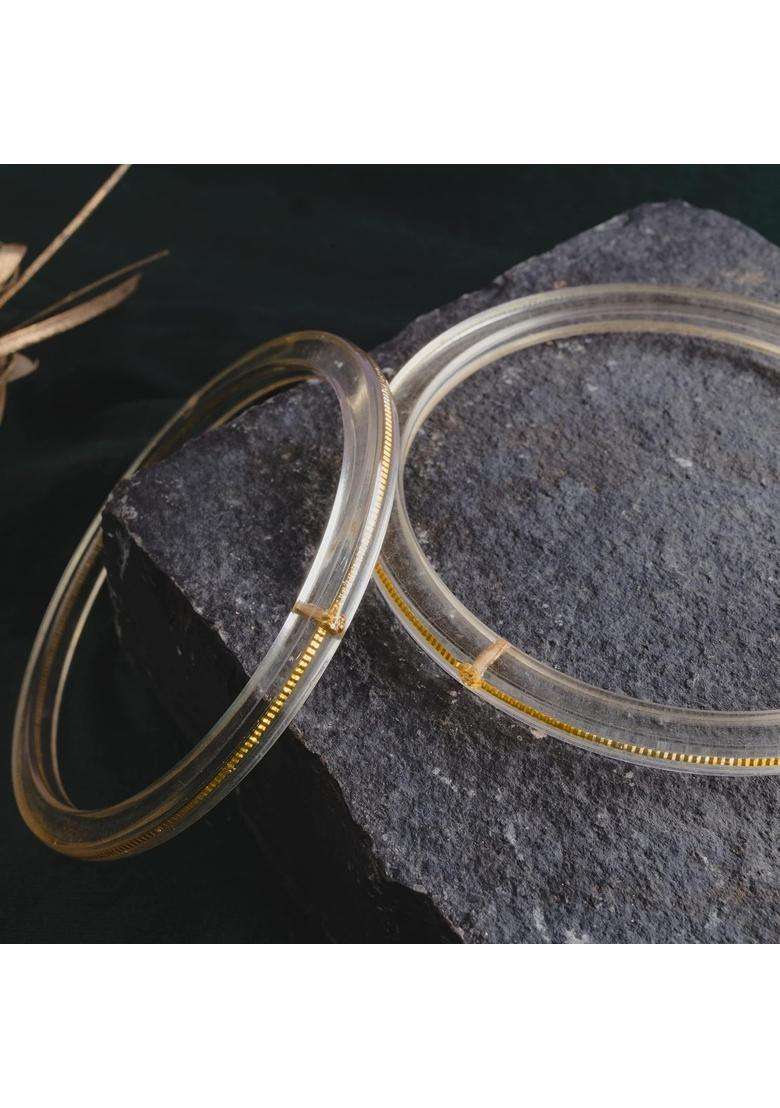 Hem Jewels by Ashok Jewellers 22KT 916 Yellow Gold Handmade Pola Bangles Wedding Chooda Churas Set of 2 - Indya