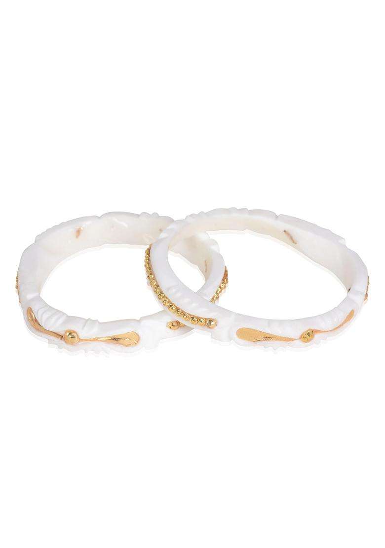 Happycraft Elegant Original Sakha Pola Traditional Bangle with City Gold Pack of 2 - Indya