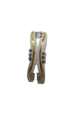 Purabi Jewels Golden Wave Design Original Shakha Badhano Bandhani with Stone and Gold Plating Set of 2