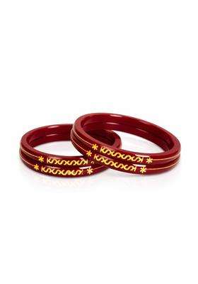 IRA and PEU Maroon 22K Hallmark Stamped Pola Bangles Premium Laminated Bridal Bangles for Women
