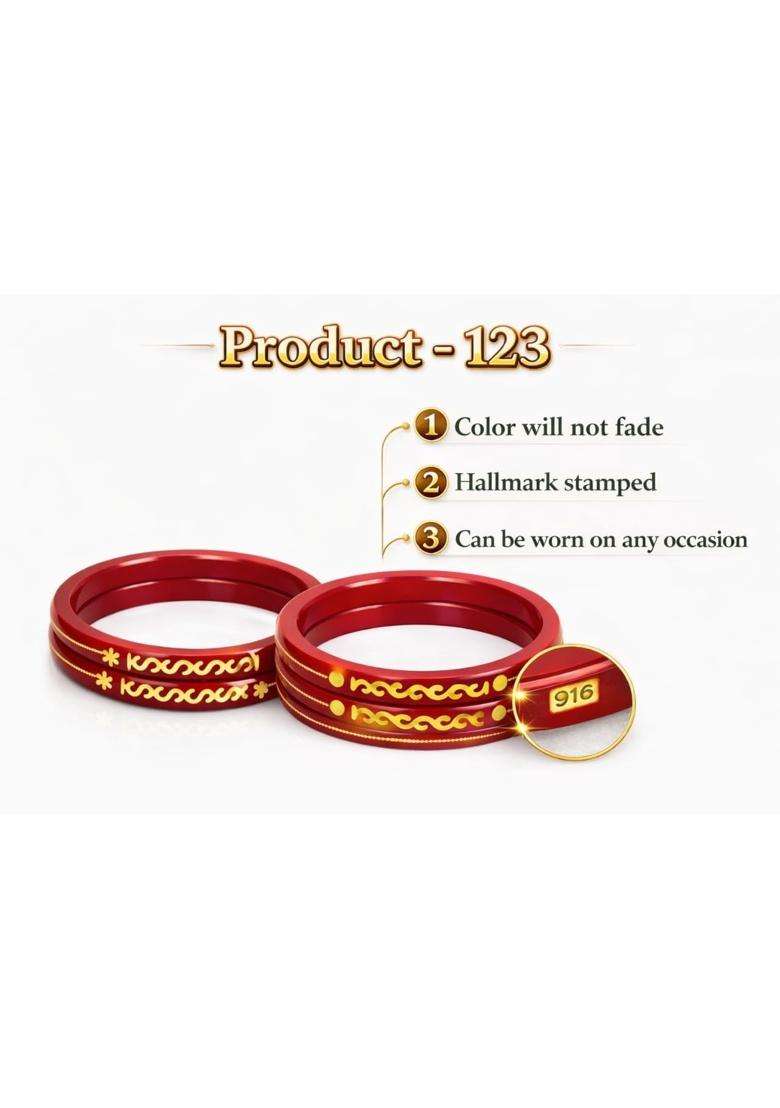 IRA and PEU Maroon 22K Hallmark Stamped Pola Bangles Premium Laminated Bridal Bangles for Women - Indya
