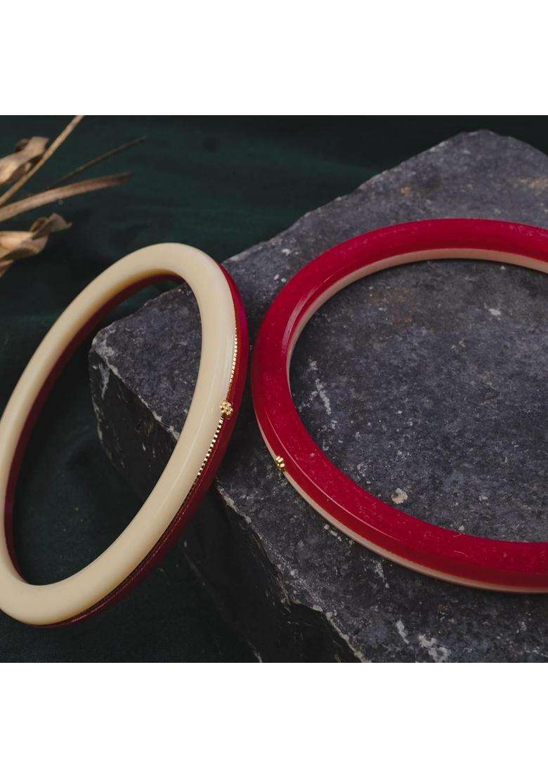 Hem Jewels by Ashok Jewellers 22KT 916 Yellow Gold Handmade Pola Bangles Wedding Chooda Churas Set of 2 - Indya