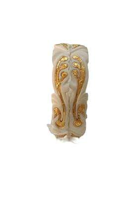 Purabi White Jewels Original Hand Carved Conch Shell Shakha Bangles with Traditional Peacock Work Set of 2