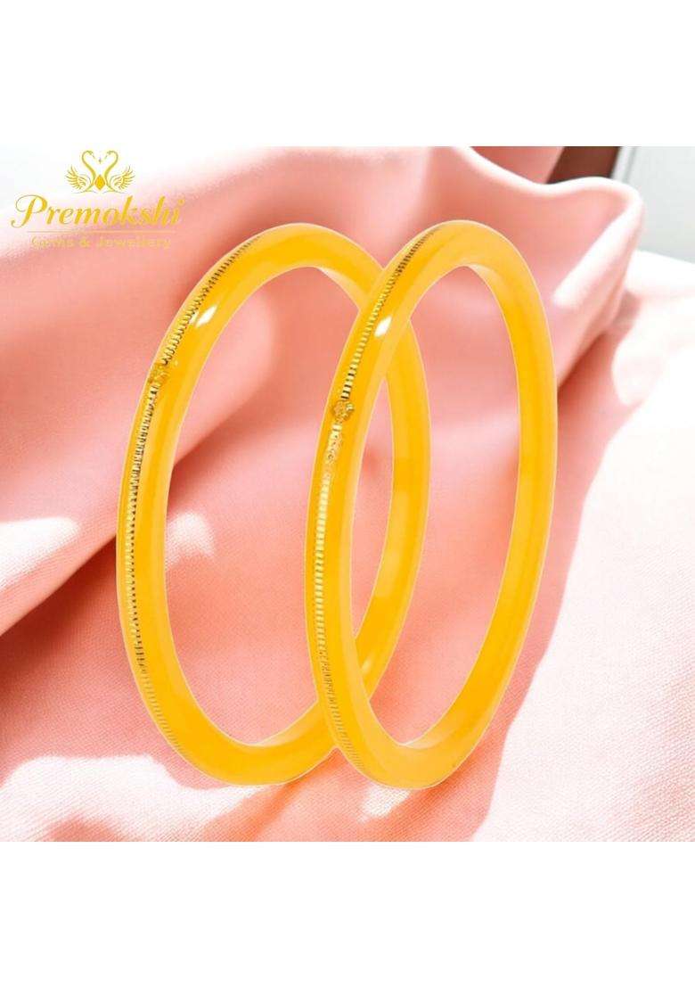 Premokshi 22KT 916 Yellow Gold Handmade Pola Bangles Wedding Chooda for Women with Purity Set of 2 - Indya