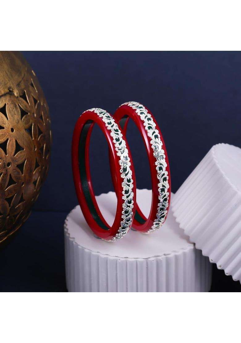 BAPA Sitaram Gold Bapasitaram Jewels 925 Silver Pola Bangles Set of 2 - Indya