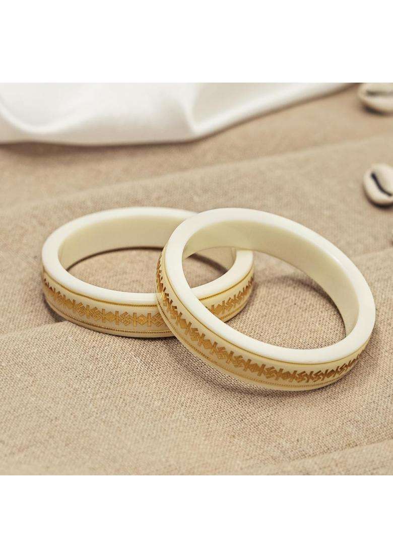 Hem Jewels by Ashok Jewellers 22KT 916 Yellow Gold Pola Bangles Gold Wedding Chooda for Women Set of 2 - Indya