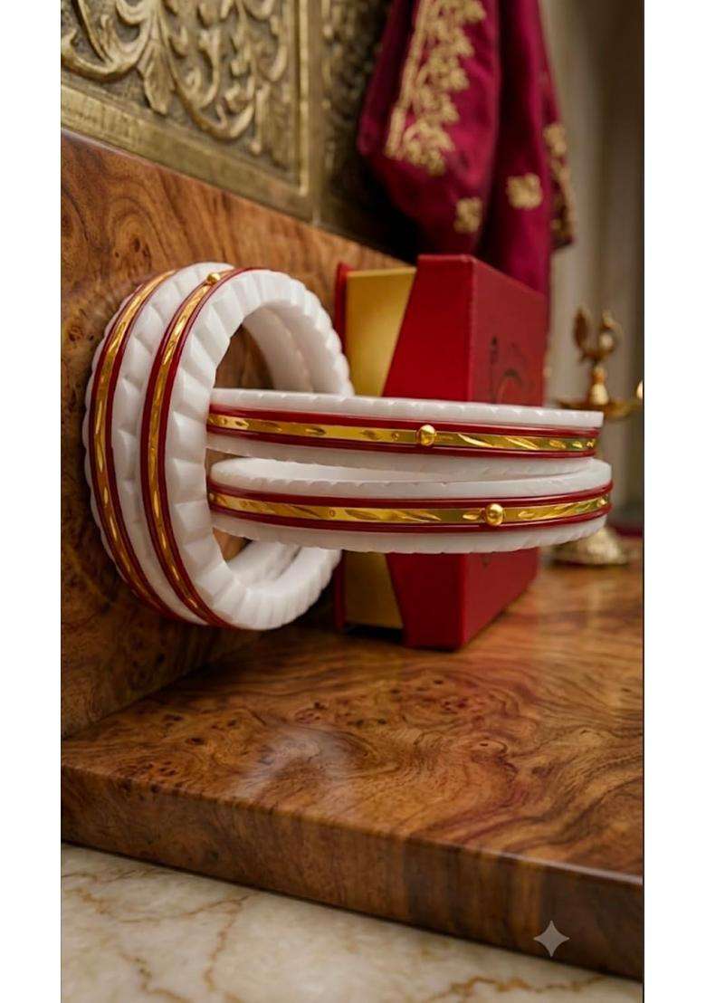 Sunu Collection Gold Plated Shakha Pola Pair Bangles - Indya