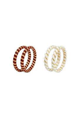 Purabi Jewels Spiral Design Original Shakha Badhano and Symmetrical Acrylic Red Pola Badhano Set of 4