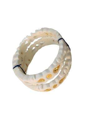 Purabi Jewels Original Shakha Badhano Bandhani with Heart Design Gold Plating for Women Gold Set of 2