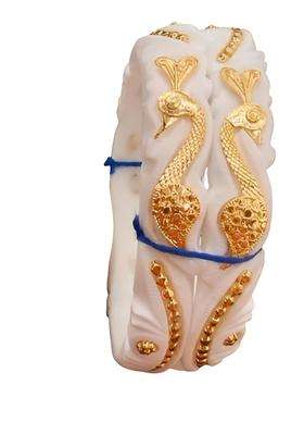 Purabi Jewels Original Shakha Badhano with Gold Plating Beautiful Double Peacock Jora Mayur Design Set of 2