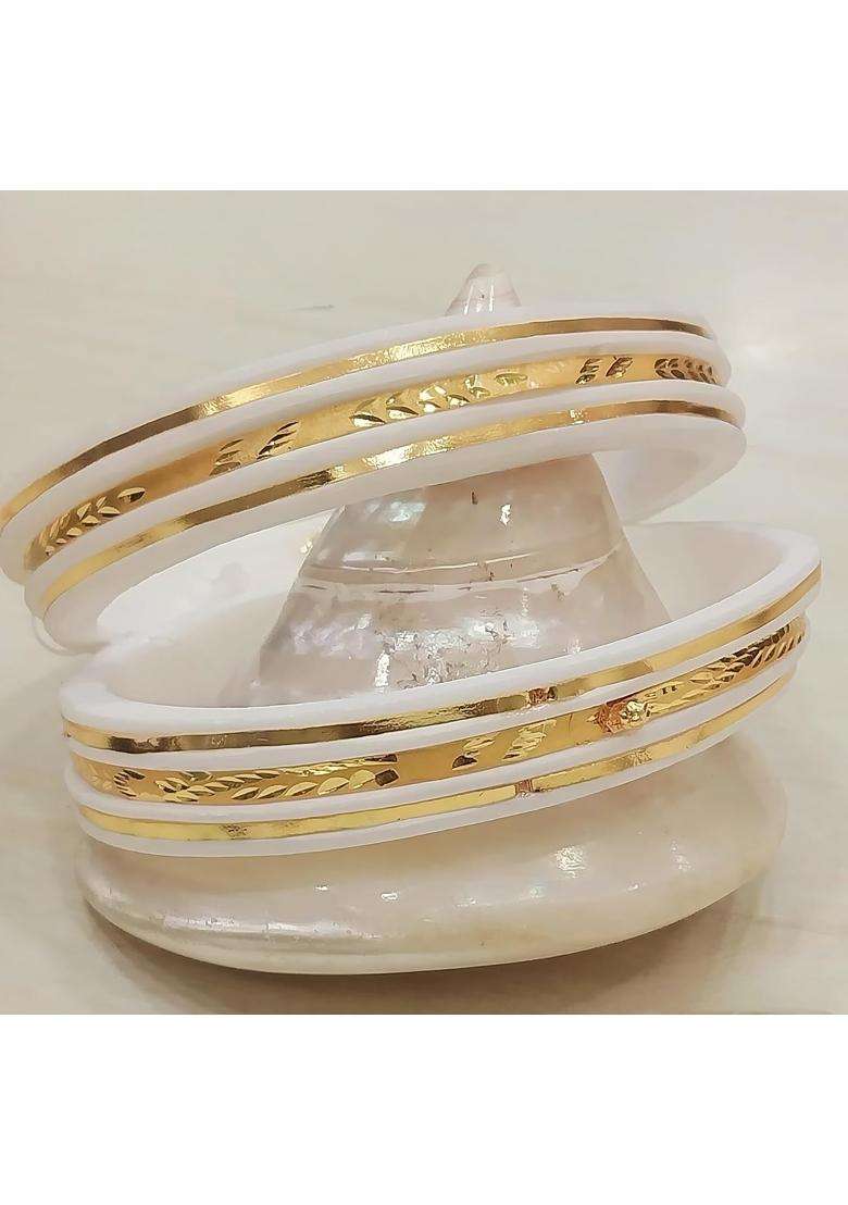 Purabi Jewels Original Shakha Badhano Bandhani with Triple Line Gold Plating for Women Yellow Gold Set of 2 - Indya