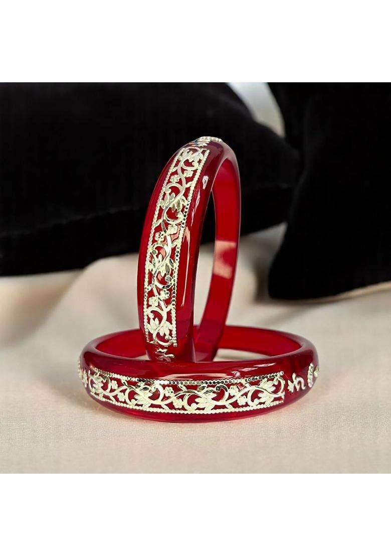 Hem Jewels 925 Pure Silver Pola Bangles for Women with Purity Certificate - Indya