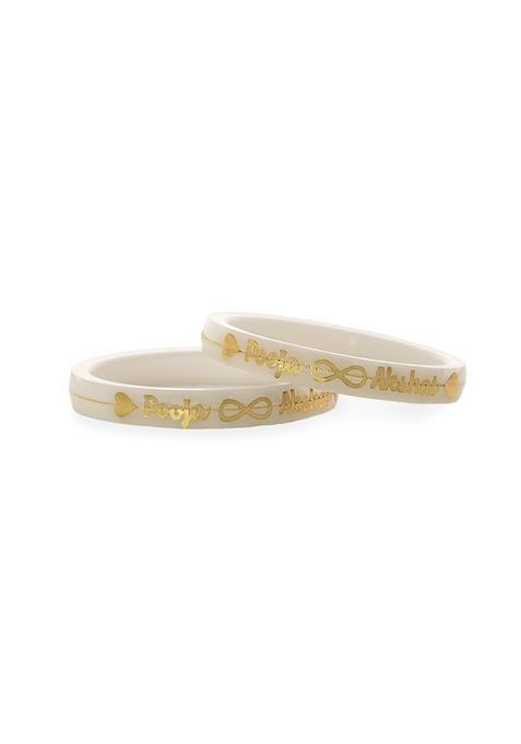 Hem Jewels 22KT 916 Yellow Gold Pola Bangles Customized Personalised with Name Set of 2