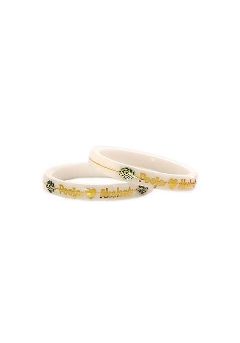 Hem Jewels Customized Personalised with Name 22KT 916 Yellow Gold Pola Bangles Gold Handmade Chudi Set of 2