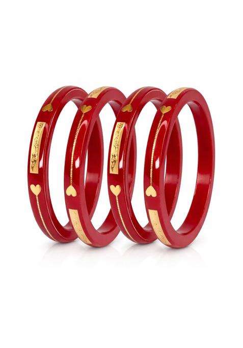IRA and PEU Red 22K Hallmark Stamped Pola Bangles Premium Laminated Bridal Bangles for Women