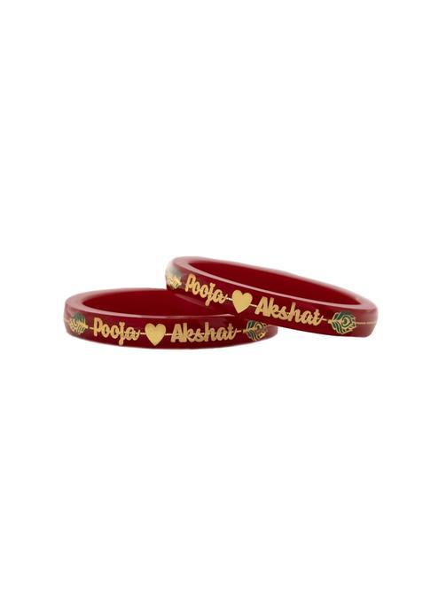 Hem Jewels Customized Personalised with Name 22KT 916 Yellow Gold Pola Bangles Gold Handmade Chudi Set of 2