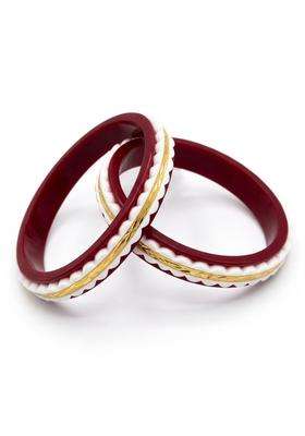 Sadhanahandicrafts Sakha Pola for Women Original Bengali Sankha Pola in One Bangles Set Wedding Red