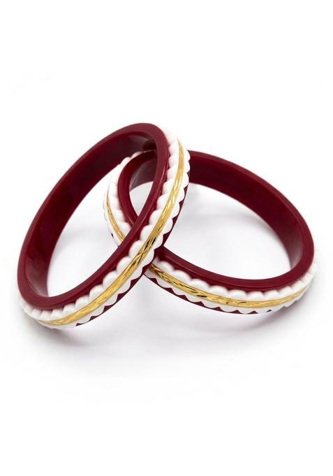Sadhanahandicrafts Sakha Pola for Women Original Bengali Sankha Pola in One Bangles Set Wedding Red