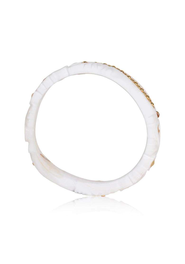 Happycraft Sakha Pola Original Traditional White Gold Plated Bangle for Women Pack of 2 - Indya