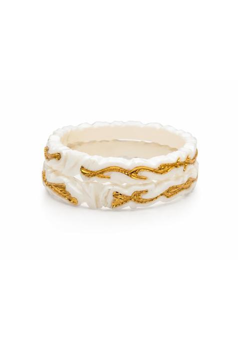 Premium Gold Plated Fish Design Sakha Bangles for Women Traditional Bengali White Sakha Pair Set of 2
