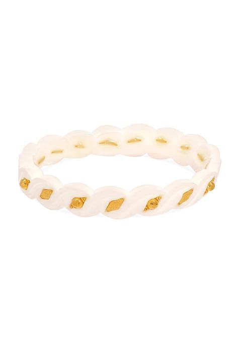 Happycraft Hand Carved White Conch Shell Bangles for Women Gold Design Shakha Bengali Bridal Jewelry Pack of 2