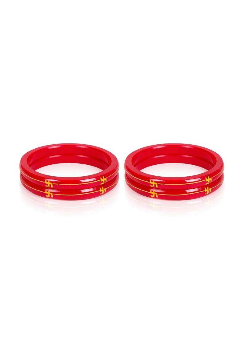 IRA and PEU Green 22K Hallmark Stamped Pola Bangles Premium Laminated Bridal Bangles for Women - Indya