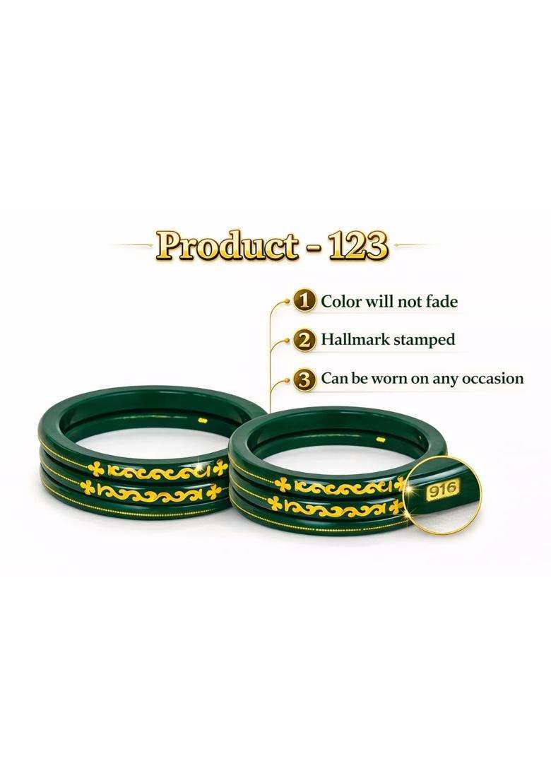 IP Jewellers Green IRA and PEU IP Jewellers 22K Hallmark Stamped Pola Bangles - Indya