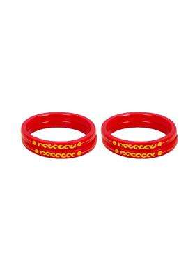 IP Jewellers Red 22K Hallmark Stamped Pola Bangles Premium Laminated Bridal Bangles for Women