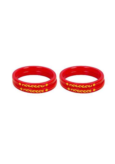IP Jewellers Red 22K Hallmark Stamped Pola Bangles Premium Laminated Bridal Bangles for Women