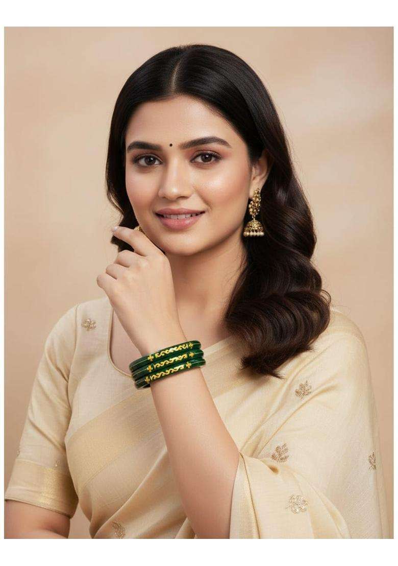 IRA and PEU Red 22K Hallmark Stamped Pola Bangles Premium Laminated Bridal Bangles for Women Pack of 4 - Indya